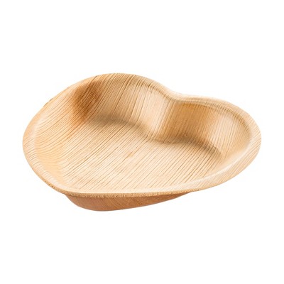 Smarty Had A Party 6" Heart Natural Palm Leaf Eco-Friendly Salad Plates - 100 Plates
