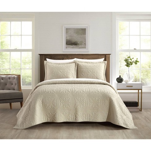 NY&CO Home Idge 3 Piece Quilt Set Y-Shaped Geometric Pattern Bedding beige  king, king - Jay C Food Stores