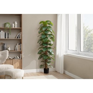 Gulches Artificial Plant, 83" Tall, Monstera Tree, Floor, Indoor, Decorative, Green Leaves, Black Pot - 1 of 4