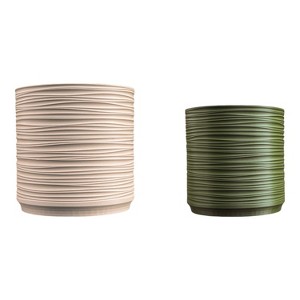 happimess Flo MidCentury Modern Indoor Ripple 3D Printed Planters with Drainage - 1 of 4
