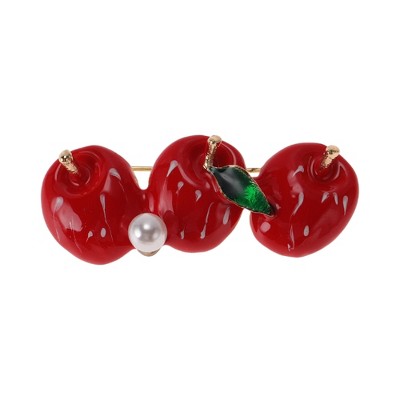 Unique Bargains Christmas Brooches YNCP7335 Alloy Dripping Wax Red 2.09"x0.79" 1 Pc