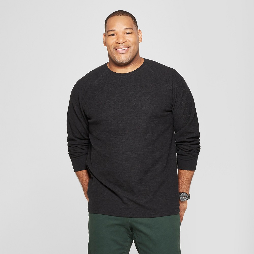 Men's Big & Tall Long Sleeve Textured Crew Neck Shirt - Goodfellow & Co Black 4XB
