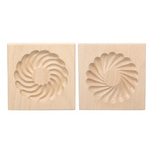 Unique Bargains Wooden 3D Carved Smooth Vintage Baking Cookie Biscuit Mould 2 Pcs - 1 of 4