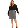 Agnes Orinda Women's Plus Size Work Houndstooth Pattern Slim Knee Pencil Skirt - 3 of 4