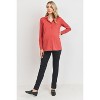 Hello Miz Women's Collared Button Up Long Sleeve Maternity Top - 4 of 4