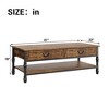 Farmhouse Coffee Table with Storage, 41" Wood Coffee Table for Living Room, Rustic Center Table with 2 Drawers, Open Display Area - 2 of 4