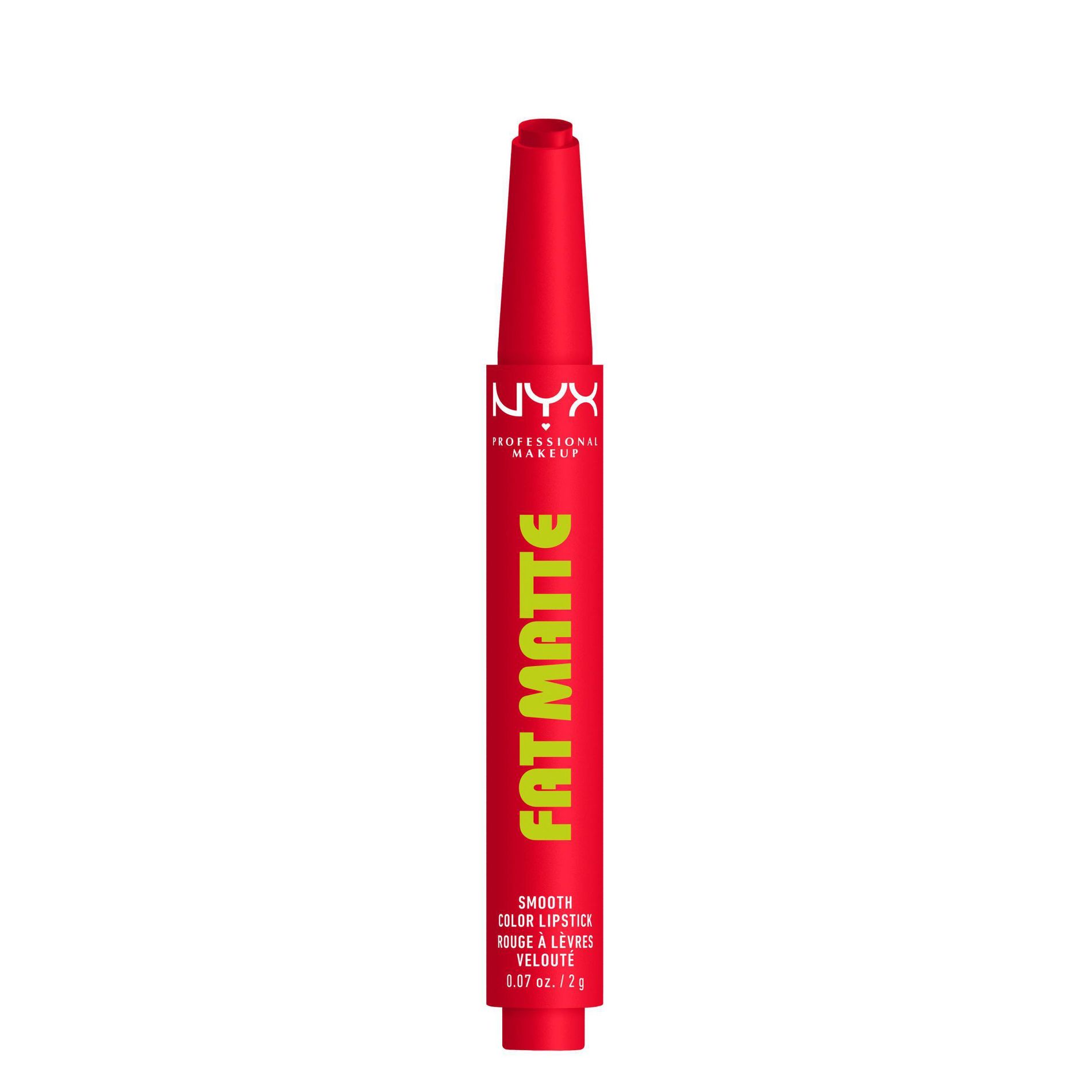 NYX Professional Makeup Fat Matte Lipstick, Pigmented Non-Drying Smooth Matte Lip Crayon - 0.07oz