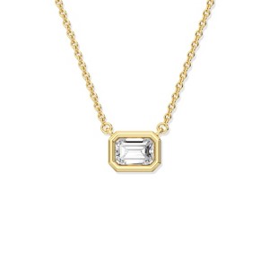 GILDED 1 CTTW Lab-Grown Diamond Bezel Solitaire Pendant, 2.5 Micron 14K Gold-Plated Sterling Silver, Gold Vermeil, 18" Chain, Tarnish-Resistant - 1 of 4