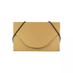 JAM Paper Colorful Business Card Holder Case with Round Flap Matte Gold Chipboard Sold Individually