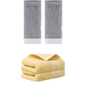 REGALWOVEN 4 Pcs Solid Soft Absorbent Hand Towel Set for Bathroom, Camping, Gym - 1 of 4
