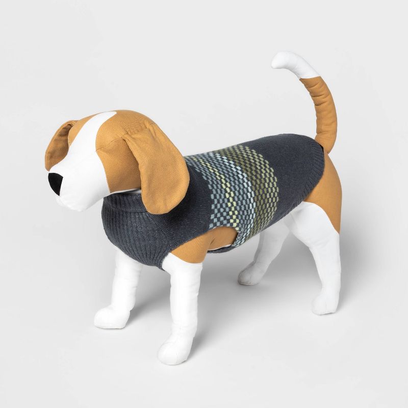 Fairisle Stripe Cool Colorway Dog and Cat Sweater - Gray - Boots & Barkley™, 1 of 11