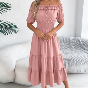 strapless open back dress Violet Off-Shoulder Midi Dress XL