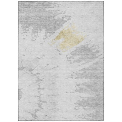Silver Gray And Ivory Abstract Washable Indoor Outdoor Area Rug