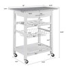 30"Mobile Rolling Kitchen Island Trolley Serving Cart with Underneath Drawer & Slide-Out Wire Storage Basket - 2 of 4