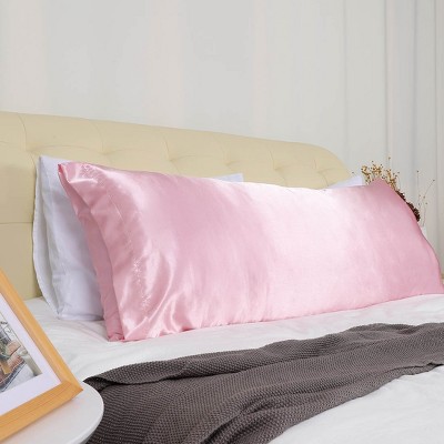 2 Pcs Body 20"x54" Satin Soft Pillow Cover Pink - PiccoCasa