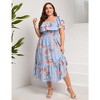 Women Plus Size Off Shoulder Maxi Dress Ruffle Flowy Casual Summer Boho Long Dresses - 3 of 4