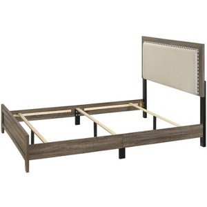 NicBex Wood Bed Frame with Upholstered Tufted Nailhead Headboard for Adults,Boys,Girls,Brown/Gray - 1 of 4