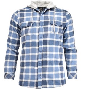 Burnside Men's Yarn Dyed Mid Weight Flannel Hoodie Shirt Jacket - 1 of 3