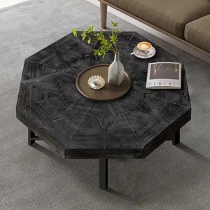 NicBex 30" Octagonal Coffee Table,Wooden Coffee Table with Cross Metal Legs,Farmhouse Center Table for Living Room - 1 of 4