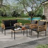 Outdoor Patio Conversation Set, Wicker Furniture Set with Coffee Table Cushions, Outdoor Sectional Sofa for Balcony, Backyard, Deck - 3 of 4