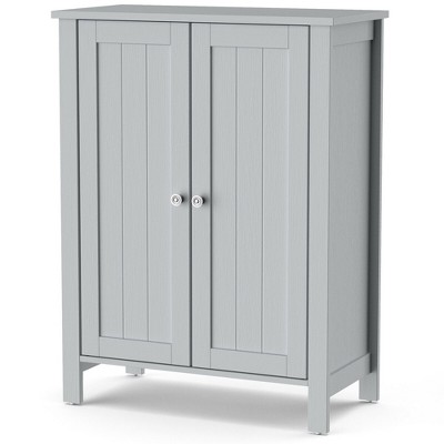 Costway 2-Door Bathroom Floor Storage Cabinet Space Saver Organizer