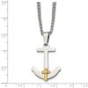 Black Bow Jewelry Stainless Steel 14k Yellow Gold & Diamond Anchor Cross Necklace, 24 In - 4 of 4