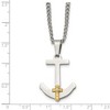 Black Bow Jewelry Stainless Steel 14k Yellow Gold & Diamond Anchor Cross Necklace, 24 In - image 4 of 4