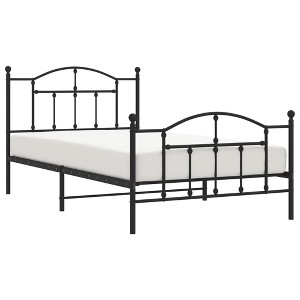 vidaXL Modern Metal Bed Frame with Classic Design Headboard and Footboard, Durable Steel Construction - 1 of 4