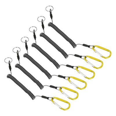 Unique Bargains Retractable Coiled Safety Cords Carabiners Fishing Tool Lanyards 6 Pcs 3.3ft