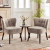 Bedroom Accent Chair Living Room Chair, Armless Lounge Chair w/Wood Legs Upholstered Makeup Vanity Tufted Side Chair Fabric Comfy Sofa Chairs - 3 of 4