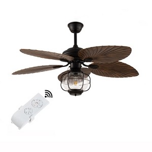 YIYIBYUS 52Inch Industrial Caged Ceiling Fan with Light& Glass Shade - 1 of 4