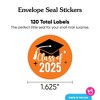 Big Dot of Happiness Class of 2025 Orange Grad Party Envelope Seal Stickers, Round Circle Stickers to Seal Cards, Graduation Envelope Seals, 120 Count - 3 of 4