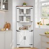 67" Tall Corner Storage Cabinet with Lights, Farmhouse Corner Hutch Display Cabinet with Glass Doors, Wooden Storage Organizer for  Living Room - 3 of 4