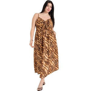 June + Vie by Roaman's Women's Plus Size Bow-Detailed Midi Dress - 1 of 4
