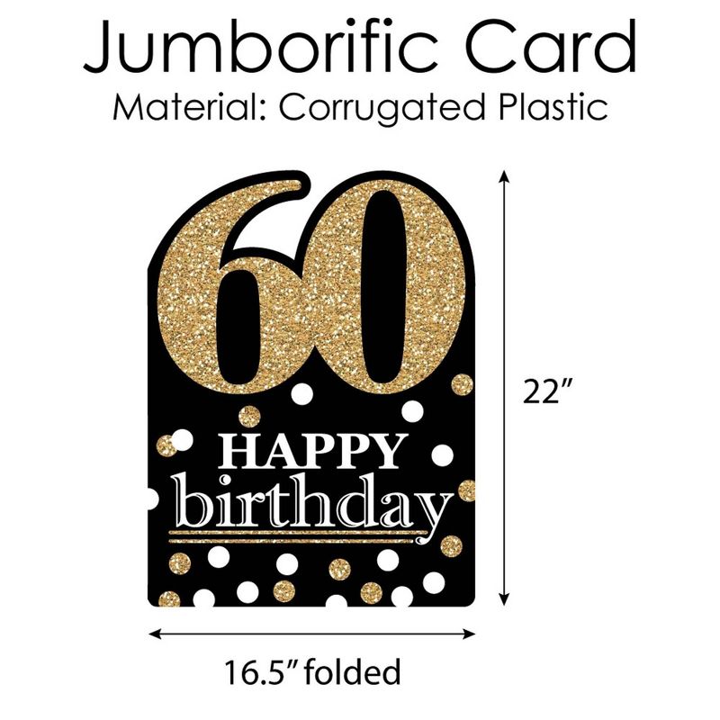 Big Dot of Happiness Adult 60th Birthday - Gold - Happy Birthday Giant Greeting Card - Big Shaped Jumborific Card, 5 of 8