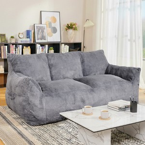 Hooseng 65" Faux Fur Loveseat Sofa, Oversized Lounge Couch for Adults, Fluffy Lazy Sofa with Memory Foam Filler, Big Comfy for Living Room, Bedroom - 1 of 4