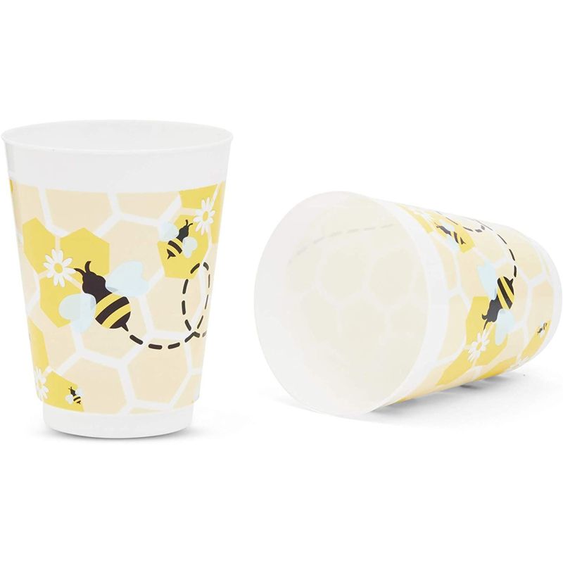 Blue Panda 16 Packs Reusable Plastic Bumble Bee Baby Shower Party Supplies Disposable Cups, 2 of 8
