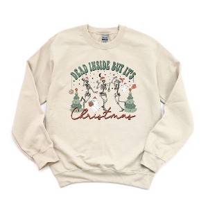 Simply Sage Market Women's Graphic Sweatshirt Dead Inside Christmas Skeletons - 1 of 3