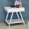 VYNXARIA Console Tables - Contemporary White End Table with High Gloss Finish, 26in Chrome Accents - 3 of 4