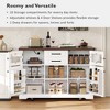 Whisen 54.9" Kitchen Island, Drop Leaf, Power Outlet, Cross Barn Doors & 4 Wheels - 3 of 4