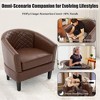 MOONMISS Faux Leather Accent Chair, Barrel Club Chair Upholstered Armchair for Living Room, Comfy Modern Arm Chair Bedroom Reading Seat - 3 of 4