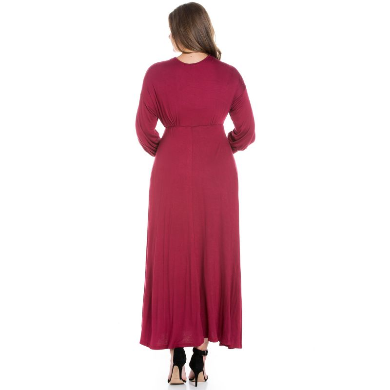 24seven Comfort Apparel V-Neck Long Sleeve Plus Size Maxi Dress, 3 of 5