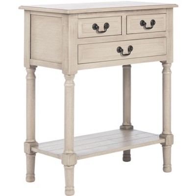 Greige Wood and Metal 3-Drawer Console Table with Storage