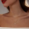 Tiny Cubic Zirconia Cross Necklace: 18K Gold/Silver Plated Dainty Layered Pendant For Women, Minimalist Faith Jewelry Gift - 4 of 4