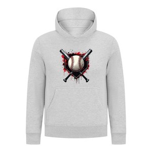 Everyday Kids Baseball Boys Pullover Hoodie – Bold Home Plate, Crossed Bat & Baseball Sweatshirt - 1 of 4