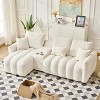 MAYEERTY 92 inch High Quality Trddy Fur Fabric Corner Sofa with Center Console Coffee Table for Living Room Apartments White - 3 of 4