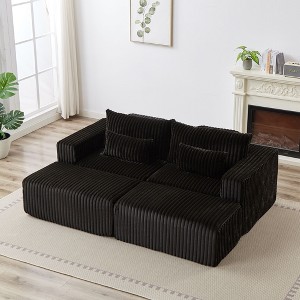 87” Oversized Lounge Chaise: No Assembly, Cloud Plush Loveseat with 2 Removable Footstools - Fluffy Modern Sleeper for Living Room and Bedroom - 1 of 4