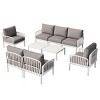 Modern Patio Loveseat and Coffee Table Set with Thick Black Cushions, Weather-Resistant Plastic Frame for Outdoor Lounge Area-3irtyhousy - 2 of 4