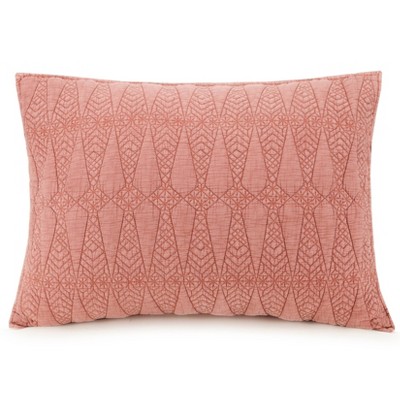 Kahelo Red Cotton Full Quilt Set with Textured Accent