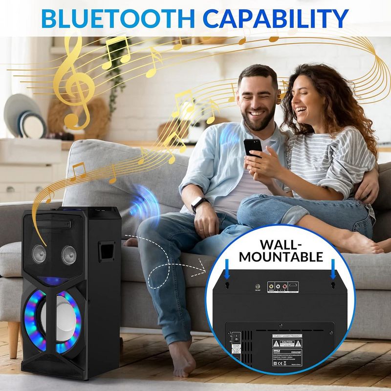 Pyle Karaoke Vibe PA Bluetooth Audio VIDEO/DVD Speaker System - Black, 4 of 8